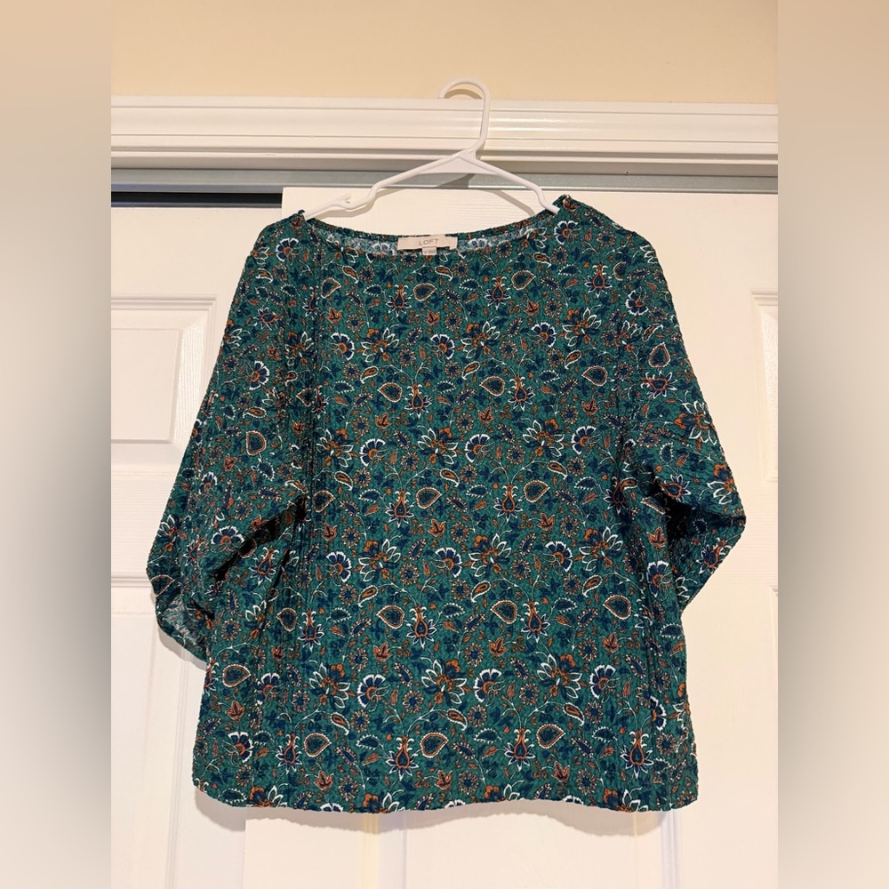 LOFT Teal Floral Women's Blouse